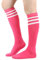 BrightGlow Chaussettes hautes pour femme - Chaussettes hautes rétro avec rayures - Chaussettes hautes - Chaussettes hautes - Chaussettes rayées - Chaussettes de sport - Taille unique, Rose #3., taille