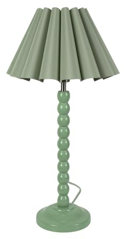 ValueLights | Sage Green Bobbin Stem Table Lamp with Pleated Tapered Shade Living Room Bedroom Light | Table Lamps, Home Décor & Improvement Essential