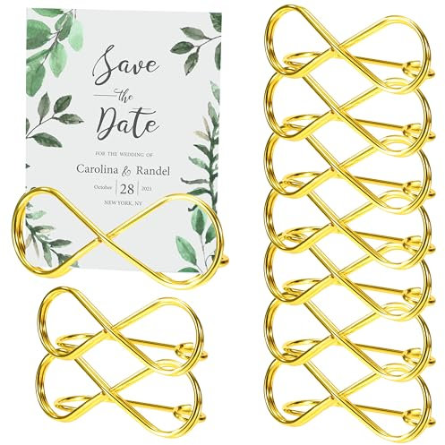 Supports de Numéro de Table, 10 Pièces Porte-Cartes de Table en Forme d'arc, Porte Menu Mariage Métal, Photo Menu Clip pour Banquet de Fête, Bureaux Restaurant Décoration, Doré
