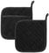 2Pcs Pot Holder with Pocket Premium Terry Hot Pads for Kitchen Everyday Basic Terry Pot Holder Black Pot Holders Set Heat Resistant Cotton Potholders Heat Resistant Potholder for Cooking Baking