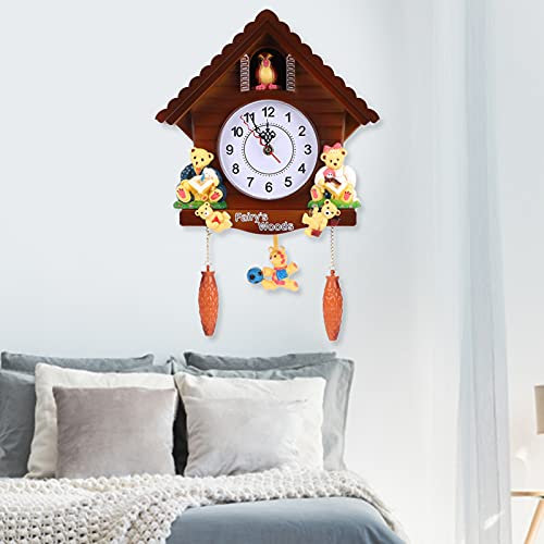 RASTKY Holzwanduhr, Kuckucksbaumhaus, Kunst, Vintage-Dekoration, Uhren für, Kuckucksuhr, Vogel, Zuhause, Kunsthandwerk, mit Niedlichen Spielzeugen, Schlafzimmer, Wohnzimmer, Schule,
