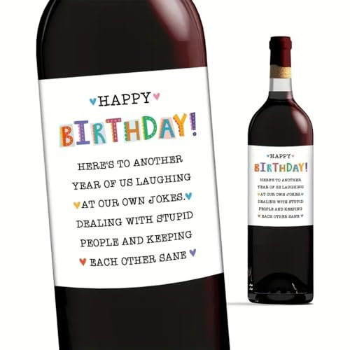 CAA Trading™ Funny Novelty Happy Birthday Wine Bottle Label Sticker (1 Label Sticker)
