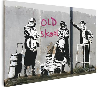 Mevsim Store Banksy Graffiti Offiziell lizenziertes Wandbild - Leinwand bilder Old Skool - Tolle abstrakte Banksy Wandbilder für Wohnzimmer, Schlafzimmer, Flur und Büro. (Groß 48x68 cm)