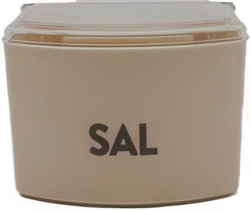 CABLEPELADO - Salero plastico con tapa - recipiente sal - Fabricado en Plástico - Tamaño Cocina - se puede colgar - Marrón