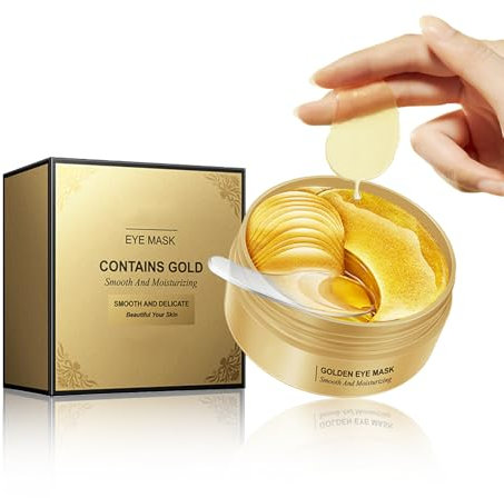 60pcs 24k Gold Eye Patches,Augenpads Gegen Augenringe,Augenpads Gegen Falten&Augenringe Entfernen,Mit Niacinamid Und Natriumhyaluronat,Feuchtigkeitsspendend, Anti-Aging,TräNensäCke Entfernen