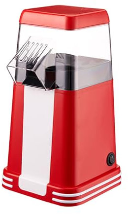 FUIBEJAE Gourmet Fast Hot Air Popcorn Popper, Automatic Popcorn Machine Mini Electric Snack Maker 1200W Butter Popcorn Maker with Measuring Cup, Oil-Free, Great for Home Party Kids,Red