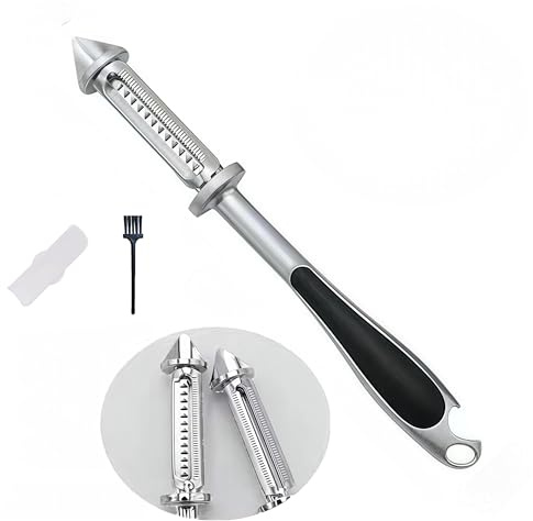 RQzaufania - Pelador de patatas universal 5 en 1 de aleación de zinc, cortador juliana, abrebotellas, cuchilla giratoria giratoria, protección y cepillo de limpieza incluidos.