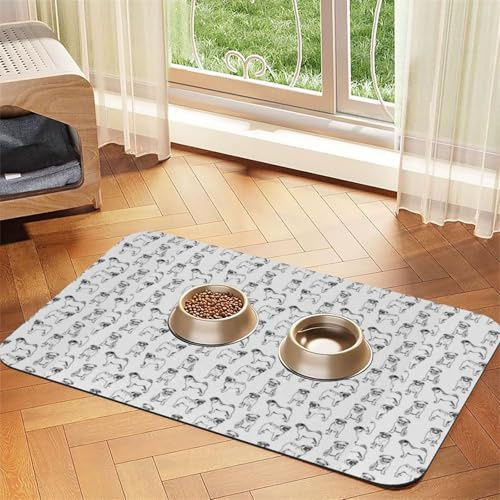 Mops, Niedlich, Mops, Schwarz Und Weiß,wasserdichte Futtermatte für Haustiere, Tischsets für Katzen und Hunde für Futter und Wasser, Futtermatten aus PU-Leder,40x60cm