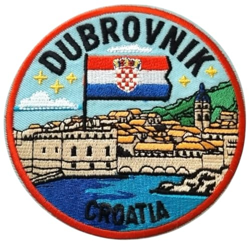 Aufnäher mit Flagge von Dubrovnik_Kroatien, bestickt, zum Aufbügeln oder Aufnähen (8,9 cm), Reisen, Europa, Urlaub, Souvenir, Touristen-Emblem, Geschenkflicken