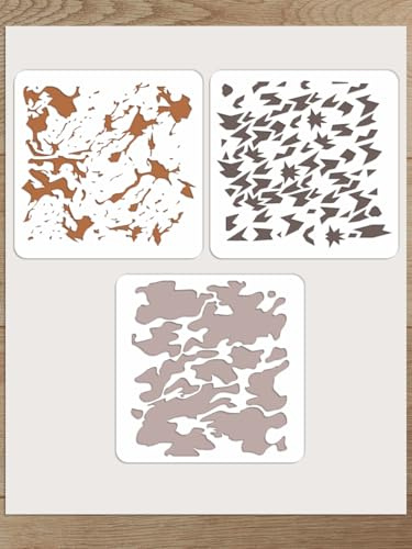 INTERWARM 3 pochoir de Peinture Camouflage Gabarit de Peinture Réutilisable Camouflage de 30x30cm Modèles de Dessin pour Loisirs Créatifs Peinture Sur Bois Mur Porte Toile Tissu Pierre Panneau