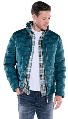 engbers Herren Steppjacke mit Strickkragen, Petrolgruen
