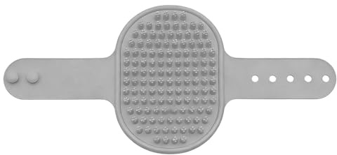 Dog Bath Brush, Rubber Grooming Comb, 10.3x4.9 Inches Brush with Adjustable Ring Build, Shedding Massage Tool, Soft Silicone Curry Comb with Ergonomic Style, Soothing Scrubber for Dogs and Cats