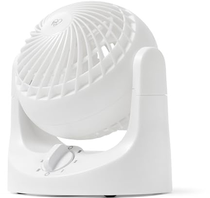 Iris Ohyama Woozoo Piccolo Ventilatore, Inclinazione Verticale 120°, Silenzioso 28dB, Portatile, 3 Velocità, Mini Fan, Per Camera, Scrivania, Bianco, PCF-HE10N