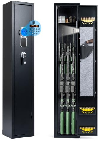 COSTWAY Armoire à Armes pour 8 Fusils, Coffre-Fort 2 Façons de Verrouillage