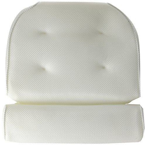 Blue Coast Collection–Bath Pillow for Tub with 4 Strong Suction Cups–Large Size for Bathtub, Hot Tub, Jacuzzi, Home Spa–Non-slip Luxury Support for Head, Neck, Back, Shoulders with Soft Fibers (White)