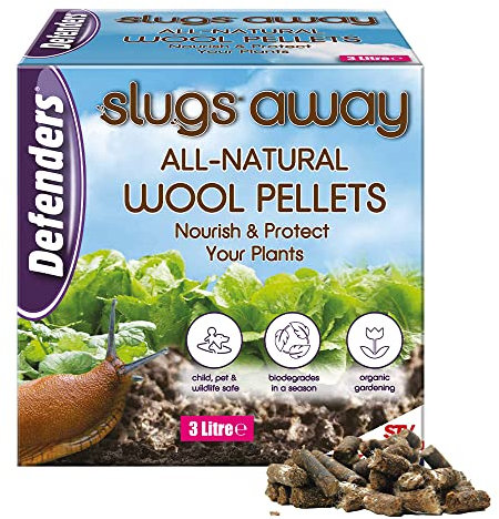 Defenders All-Natural Slugs Away Wool Pellets – 3 Litre, Slug Deterrent, Protect Gardens and Plants From Slugs and Snails, Blue