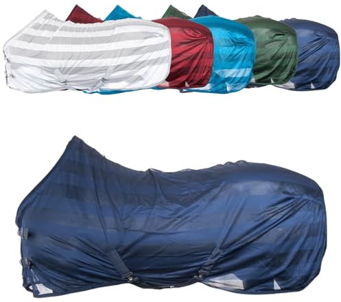 RL24 - Fliegendecke für Pferde Basicline | effektiver Schutz vor Insekten | Ekzemerdecke mit Verstellbarer Kreuzbegurtung | atmungsaktiv & strapazierfähig | Pferdedecke in Dunkelblau | 115cm