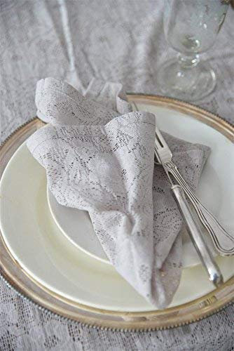 Jeanne d'Arc Living Franz.Servietten Stoffserviette Napkin Beige Spitze 40x40cm