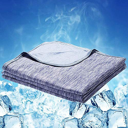 Luxear selbstkühlende Decke, Arc-Chill Q-Max 0,5 Kühldecke, 2 in 1 Doppelseitige Dünne Sommerdecke Baumwolle, kühlende Decke für Menschen Bettüberwurf Babydecke Kuscheldecke, 220 x 200cm Blau