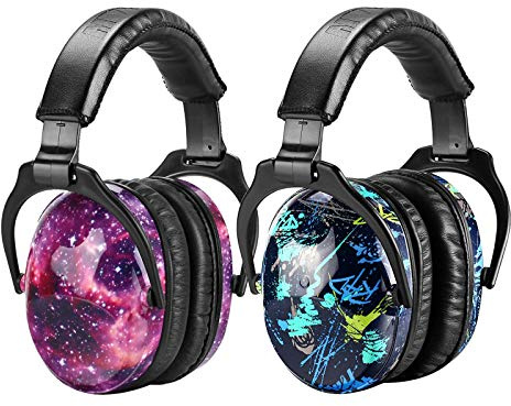 ZOHAN Kids Ear Protection 2 Pack, Hearing Protection Safety Ear Muffs for Children Have Sensory Issues, Adjustable Noise Reduction Earmuffs for Concerts, Fireworks(Nebula&Rap)