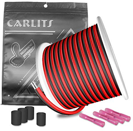 CARLITS 15 m 2x0.81mm² 18AWG Cavo di Prolunga Cavo 50FT Rame Puro Stagnato 18 Gauge Cavo Elettrico di Collegamento a 2 Fili 12V / 24V DC per Strisce LED Monocolore 3528 5050 2835