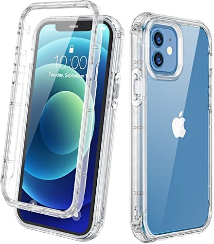 Diaclara Compatible with iPhone 12/12 Pro Case, 360° Full Body with Built-in Screen Protector Touch Sensitive Shockproof Bumper Case Cover Clear-Back Designed Compatible for iPhone 12 6.1-Clear
