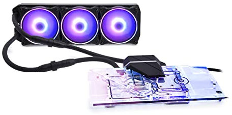 Alphacool 14422 - Ghiaccio 2 AIO – 360 mm Radeon RX 6800/6800XT Gaming Trio X con piastra posteriore VGA raffreddamento ad acqua