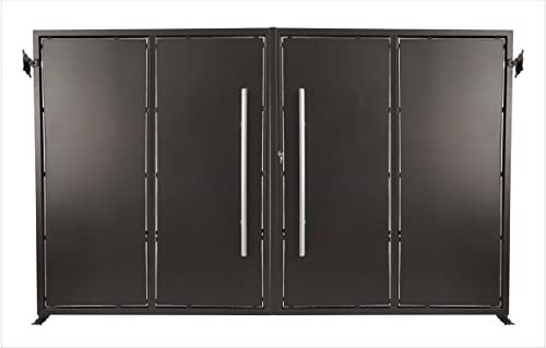 Puerta de valla exterior modelo NATURE, puerta cancela para el jardin entrada abatible dos hojas de metal (3000 x 1800 mm., Negro forja)