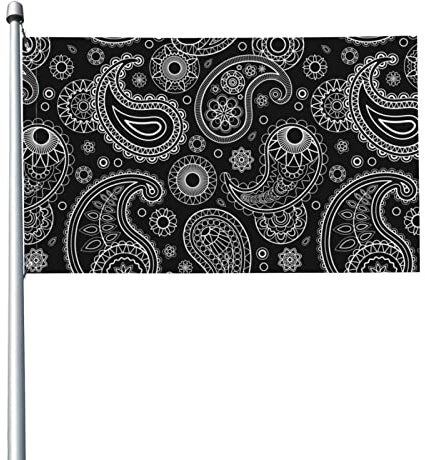 Gartenfahne Schwarz Paisley Muster Aufdruck Hausfahne Mit Fahne Dekoration Gartenhaus Banner Für Outdoor 152x90cm