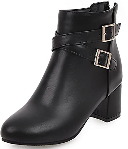 Diuniarza Stivaletti da Donna con Tacco Medio, Stivali da Vestito Tacco a Blocco Zip Appuntito Polacchine Solid, 5201Ypd Nero Numero 44 EU
