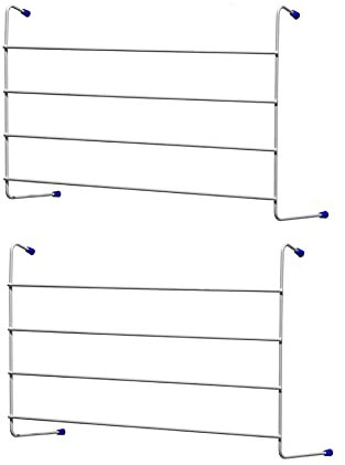 SAONS 4 Tier Clothes Drying Airer 4 Bar Metal Over Radiator Rail Indoor Laundry Dryer Rack (2 x 4 Bar Airer)