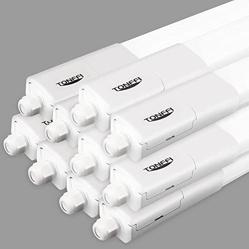 TONFFI 10 Stück LED Feuchtraumleuchte 150cm, Verknüpfbar 60W 7000LM LED Röhre Wannenleuchte Werkstattlampe Kellerlampe IP65 Wasserfest für Lager Garage Warenhaus, Neutralweiß 4000K