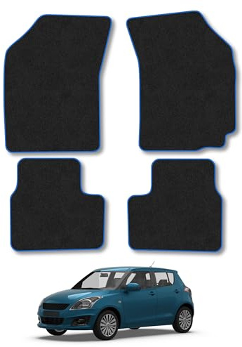 Suzuki Swift (2010-2017) Carpet Car Mats | Blue Edge Trim Tailored Fit Floor Mats Full Coverage Protection Accessories Easy Clean Anti Slip Made in the UK