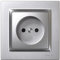 SIMON - Enchufe de Empotrar Bipolar, Serie Simon 10, 250V, 10 A, Enchufe de Pared Plano y Fino, Fácil de Instalar, Incluye Marco, Tapa y Mecanismo, Base de Enchufe Hembra Color Aluminio