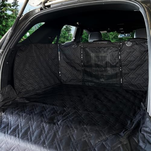 Bulldogology SUV Cargo Liner for Dogs 55x82 Heavy Duty Complete Pet Trunk Cargo Cover Area - Trunk Cover Car Protector for Dogs Waterproof Nonslip Mat - Dog Cargo Liner SUVs Vans Cars (Large, Black)
