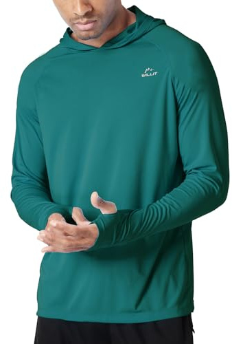 WILLIT Felpa con cappuccio da uomo UPF 50+, protezione solare Rashguard con cappuccio, a maniche lunghe, SPF, pesca all'aperto, corsa, escursionismo