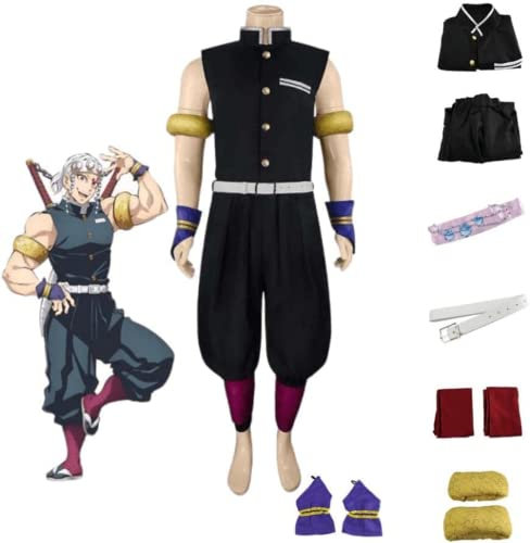 Rcrllya Anime Demon Slayer Usui Tengen Outfit Kimono Cosplay Kostüm Uniformen Erwachsene Party Geschenk (XXL,Set)