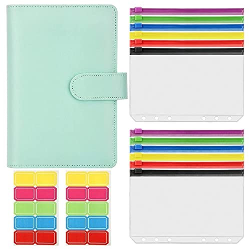 FrEshn Latex Bindemittel A6-Bindemittel, A6 Pu. Leder-Notebook-Bindemittel, Budget-Bindemittel, Umschlag mit Bargeld, Geldclip, Schließung mit magnetischer Schnalle Bindemittel (Size : Clear)