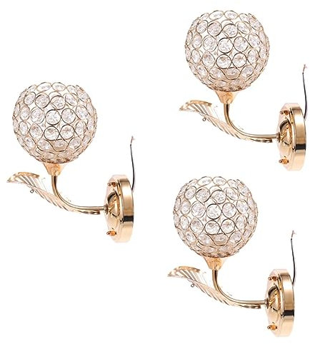 DOITOOL 3st Led-kristall-Wandleuchte Wandleuchte Für Treppenhaus Verandawand Badezimmer-waschtischleuchte Aus Kristall Flur Wandleuchte Kristalllampe Glas Kristallkugel Strasssteine