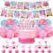 Kirschblüte Party Dekorationen Japanische Dekorationen Inklusive Kirschblüte HAPPY BIRTHDAY Banner Kuchen Cupcake Toppers Ballons für Kirschblüte Party Zubehör Hochzeit Brautdusche Baby Dusche