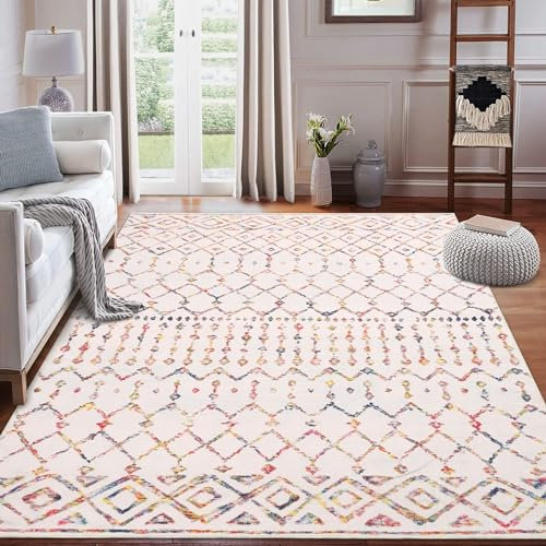 LuxFocus Modern Teppich Mit Geometrischem Muster - Boho Kurzflor für Schlafzimmer und Wohnzimmer - Maschinenwaschbarer Bodenbelag, Anti-Rutsch, Mehrfarbig 160x230 cm
