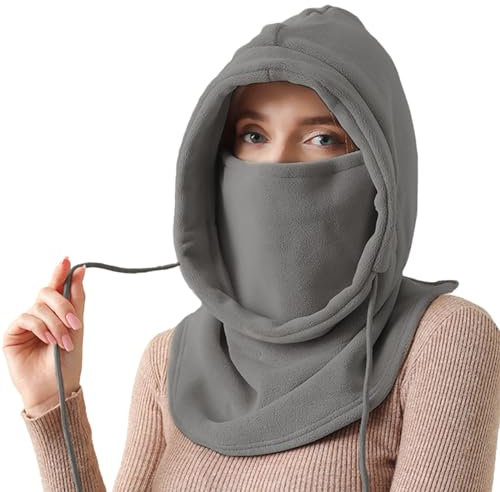 AYPOW Thermo Fleece Sturmhaube für Damen, Winter Warm Verdickt Winddicht Gesichtshaube Skimaske, Multifunktionale Thermo Fleece Kapuze Mütze mit Nackenwärmer Halswärmer, zum Laufen Radfahren Outdoor