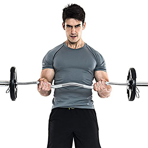 Gewichtheben und Gewichtheben Training Langhantel mit einem Gewicht von 80 kg, plattiert (5,1 cm), 1,5 m gebogene Langhantel Hantel 60 (Silber 344)