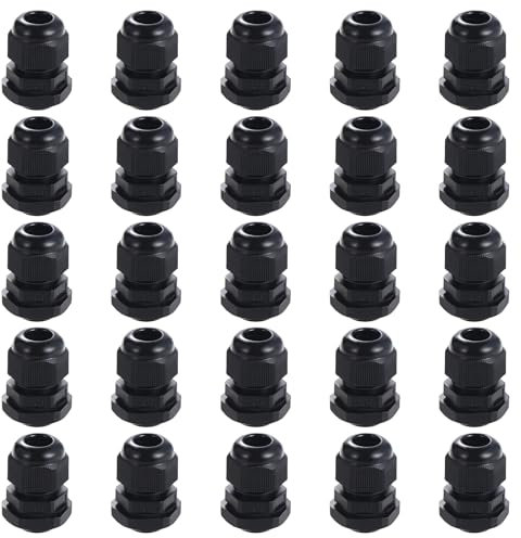 Faankiton 25 Pezzi Pressacavi Regolabili PG9, Connettori Pressacavi Impermeabili, Pressacavo Impermeabile Nylon, Pressacavi Elettrici Impermeabili, Passacavo Impermeabile, Nero
