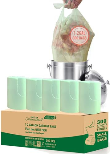 BEIDOU-PAC Lot de 300 petits sacs à compost biodégradables de 3 à 7 litres, sacs poubelle de cuisine biodégradables, sacs à déchets alimentaires pour poubelle de comptoir, ASTM D6400, certifiés BPI US