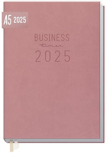 Häfft® Business-Timer 2025 A5 Altrosa 1 Woche 2 Seiten - Buchkalender, Terminplaner, Wochenplaner, Wochenkalender, Organizer, Terminkalender - nachhaltig & klimafreundlich