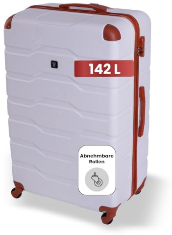 BERTOO Firenze 3XL Großer Hartschalenkoffer aus ABS mit 4 abnehmbaren Rollen und Zahlenschloss – Weiß
