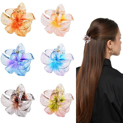 Dokeno 6 Stück Blumen Haarspangen,rutschfeste Haarklammern,Niedliche Haarklammern,Frauen Mädchen Haarstyling Zubehör für Frauen Dickes Dünnes HaarAlltag Party Hochzeit Und Strand Party Pool Urlaub