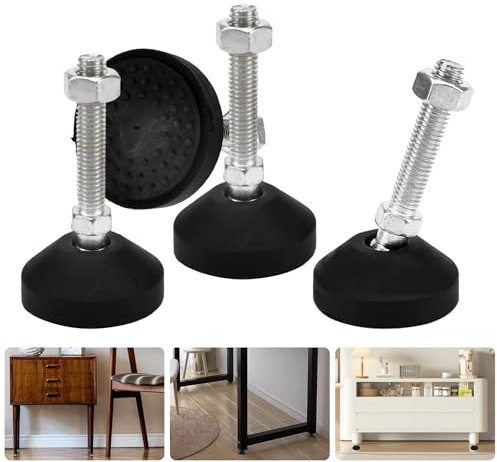 NAROSEBE Vis de réglage M10 x 50 4 PCS Pieds de Nivellement M10*50mm, Pieds de Meubles Réglables, en Hauteur 30 mm ~ 70 mm, Niveleurs de Meuble Fileté M10 Pieds de Table Réglables Pied de Meuble