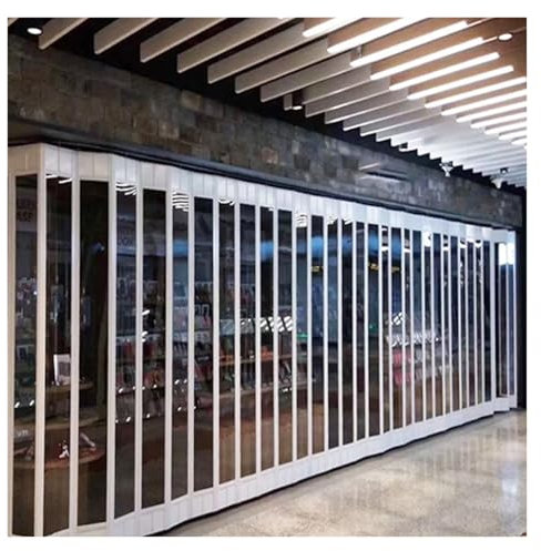 Porta scorrevole porta soffietto da interno Porta scorrevole a fisarmonica in acrilico trasparente, porta pieghevole con telaio in alluminio bianco da 80 pollici di altezza con serratura per porta in